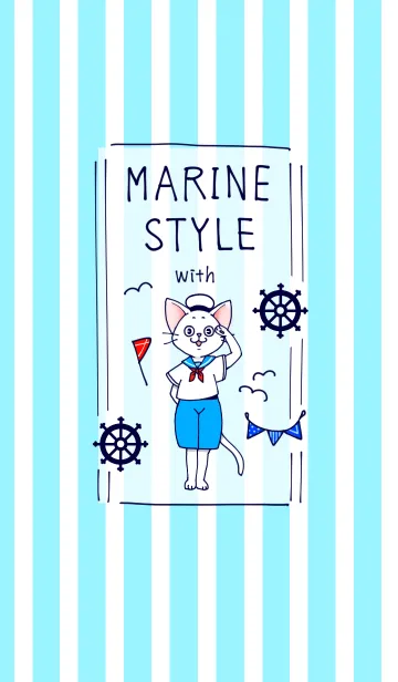 [LINE着せ替え] marine style with catの画像1