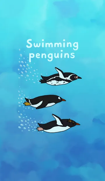 [LINE着せ替え] Swimming penguinsの画像1