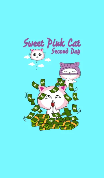 [LINE着せ替え] Sweet Pink Cat Second Dayの画像1