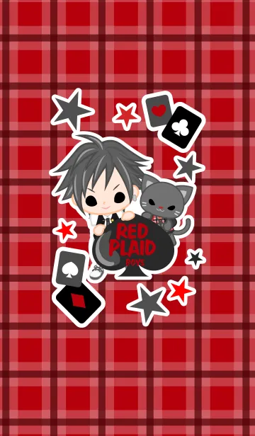 [LINE着せ替え] RED PLAID boys1の画像1