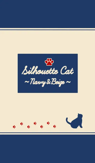 [LINE着せ替え] Silhouette Cat ~Navy＆Beige~の画像1