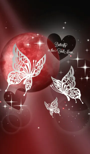 [LINE着せ替え] ♥ペア♥Butterfly in the FullMoon redの画像1