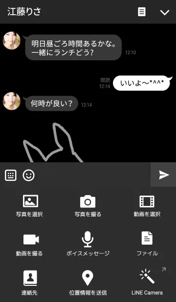 [LINE着せ替え] うさぎとわに ブラックの画像4