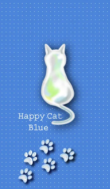 [LINE着せ替え] Happy Cat Blueの画像1