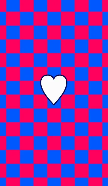 [LINE着せ替え] Pink and Blue block check heartの画像1