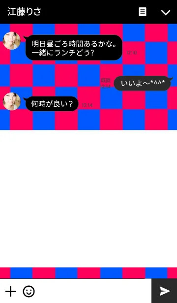 [LINE着せ替え] Pink and Blue block check heartの画像3