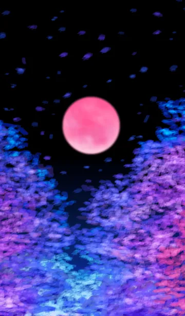 [LINE着せ替え] 夜桜と月の画像1