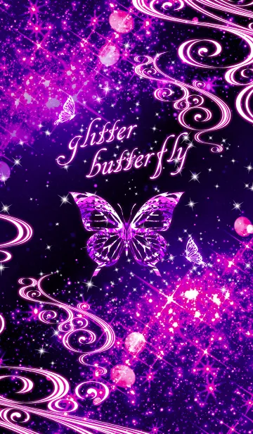 [LINE着せ替え] glitter butterfly purple~キラキラ蝶～の画像1