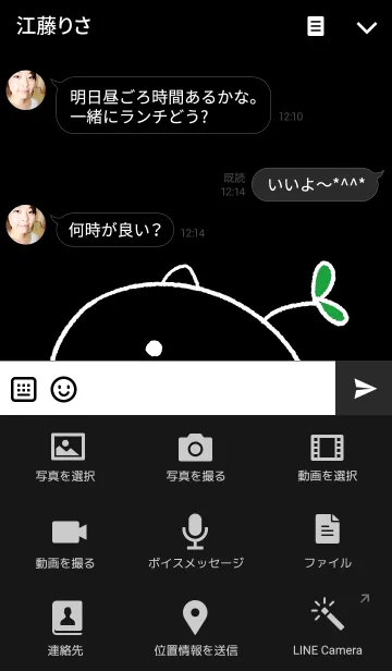 [LINE着せ替え] ワカメブタ【黒＊ペア】の画像4