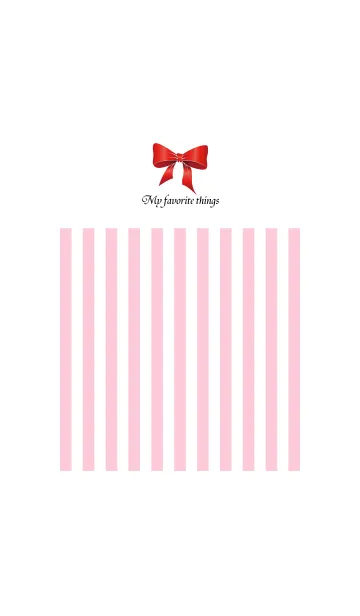 [LINE着せ替え] Pink Stripe ＆ Red Ribbon.の画像1