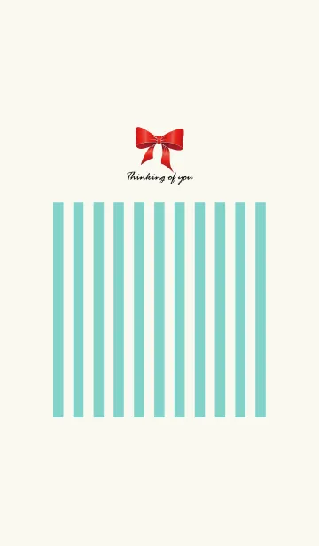 [LINE着せ替え] Blue Green Stripe ＆ Red Ribbon.の画像1