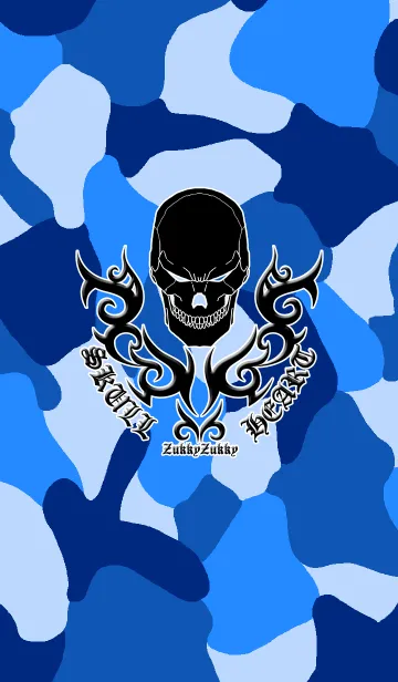 [LINE着せ替え] SKULL HEART2 CAMOUFLAGE BLUEの画像1