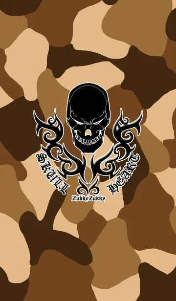 [LINE着せ替え] SKULL HEART2 CAMOUFLAGE BROWNの画像1