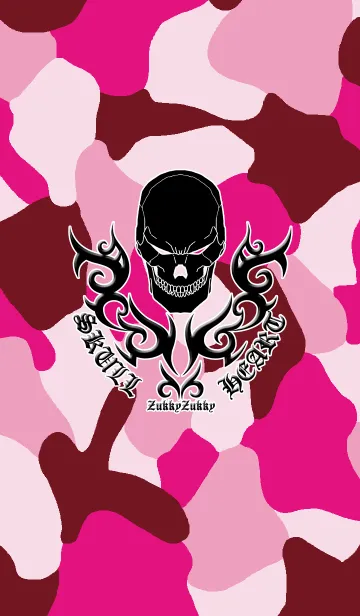 [LINE着せ替え] SKULL HEART2 CAMOUFLAGE PINKの画像1