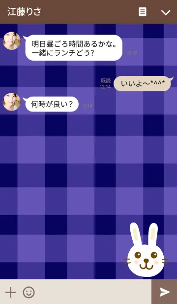 [LINE着せ替え] ウサギさんとチェックの画像3