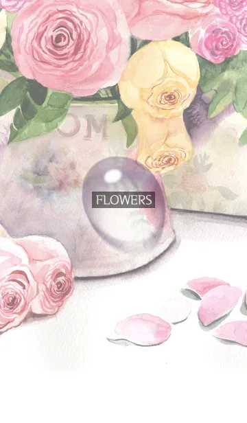 [LINE着せ替え] water color flowers_177_water dropの画像1