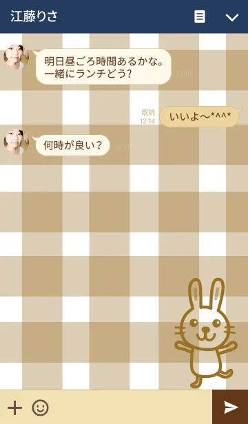 [LINE着せ替え] シンプルうさぎとチェックの画像3