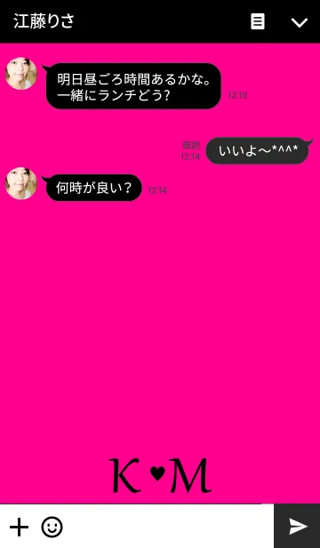 [LINE着せ替え] Initial "K ＆ M" Vivid pink ＆ black.の画像3