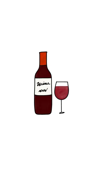 [LINE着せ替え] Lovely Red Wine bottle ＆ Glassの画像1