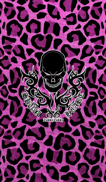 [LINE着せ替え] SKULL HEART2 LEOPARD PINKの画像1