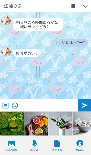 [LINE着せ替え] フラミンゴサマーブルーの画像4