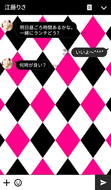 [LINE着せ替え] Argyle pattern. black ＆ pinkの画像3