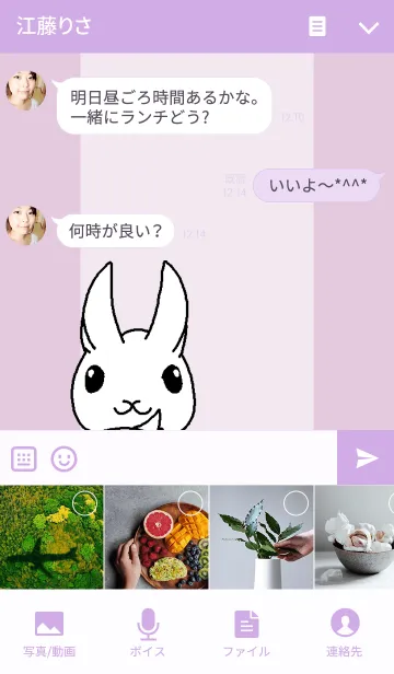 [LINE着せ替え] ウサギとことりの画像4