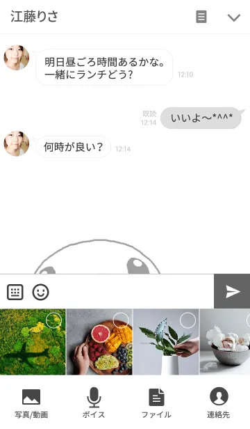 [LINE着せ替え] とりが。グレーの画像4