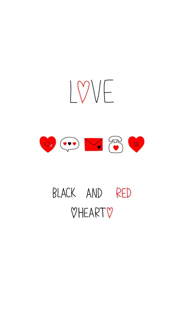 [LINE着せ替え] LOVE BLACK AND RED HEARTの画像1