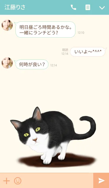 [LINE着せ替え] ひでみ専用の白黒猫のなまえ名前着せ替えの画像3