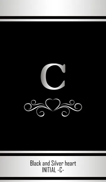 [LINE着せ替え] Black and Silver heartINITIAL -C-の画像1