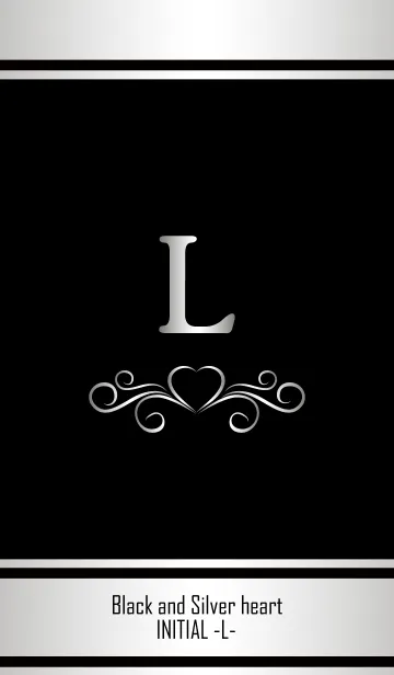 [LINE着せ替え] Black and Silver heartINITIAL -L-の画像1