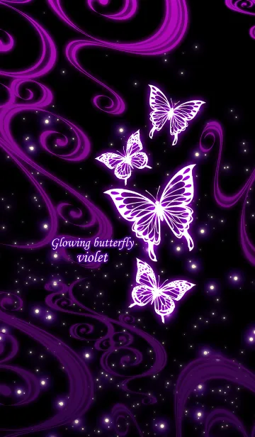 [LINE着せ替え] 光る蝶（Glowing butterfly violet）の画像1