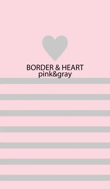 [LINE着せ替え] BORDER ＆ HEART-pink＆gray-の画像1