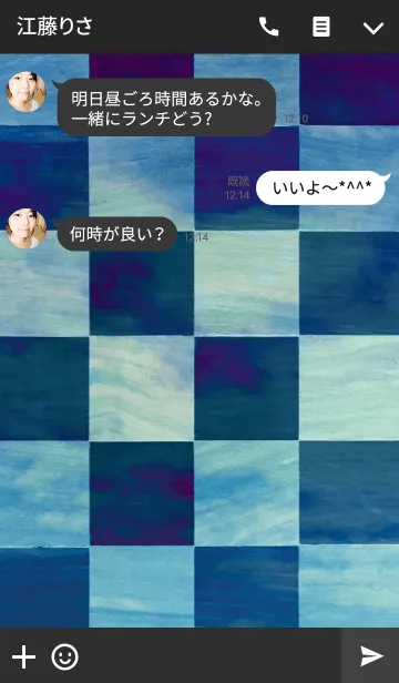 [LINE着せ替え] Blue Checkersの画像3