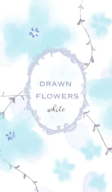 [LINE着せ替え] Drawn flowers whiteの画像1