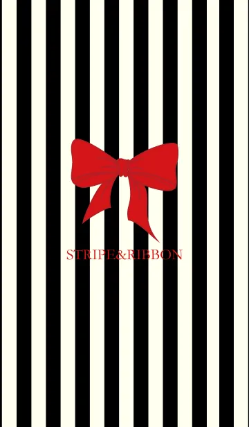 [LINE着せ替え] STRIPE ＆ RIBBON. black/redの画像1