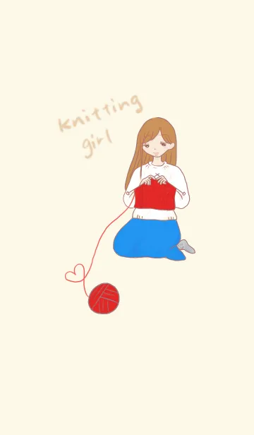 [LINE着せ替え] Knitting girlの画像1