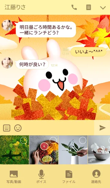 [LINE着せ替え] 紅葉みの虫うさぎの画像4