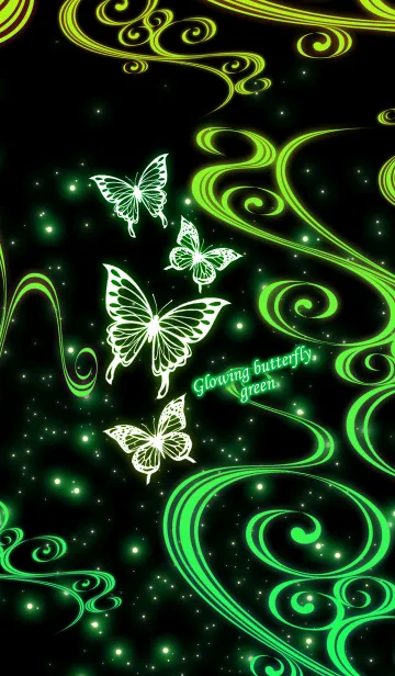 [LINE着せ替え] 光る蝶（Glowing butterfly green）の画像1