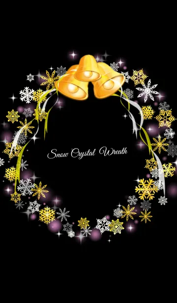 [LINE着せ替え] ♥ペア♥Snow Crystal wreath BLACK ＆ GOLDの画像1