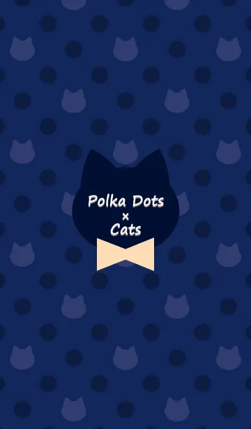 [LINE着せ替え] Polka Dots×Cats[Navy Blue]の画像1