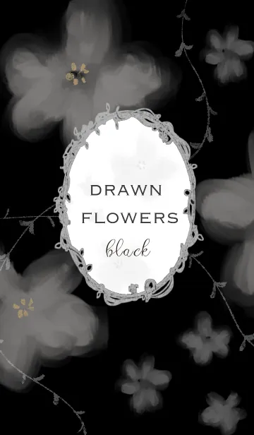 [LINE着せ替え] Drawn flowers blackの画像1