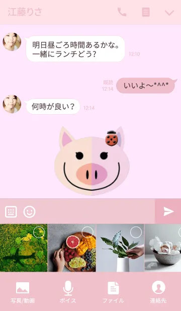 [LINE着せ替え] ピンク豚のてんとう虫の画像4