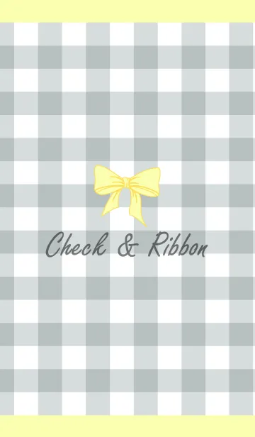 [LINE着せ替え] Check ＆ Ribbon.-Gray＆Yellow-の画像1