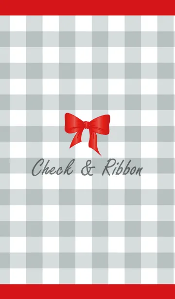 [LINE着せ替え] Check ＆ Ribbon.-Gray＆Red-の画像1