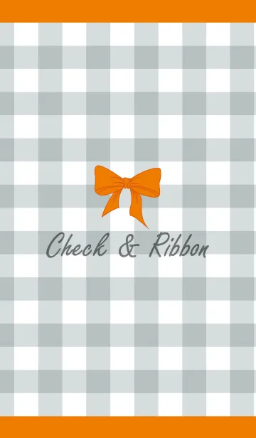 [LINE着せ替え] Check ＆ Ribbon.-Gray＆Orange-の画像1