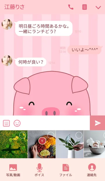 [LINE着せ替え] Cute pig ＆ teddy bear(jp)の画像4