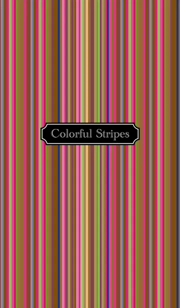 [LINE着せ替え] Colorful stripes Ash pinkの画像1