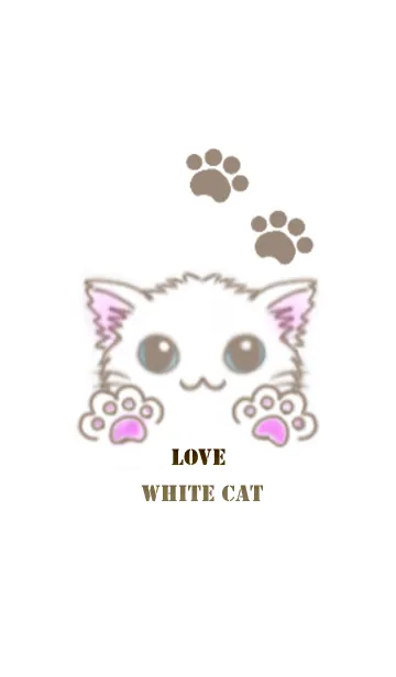 [LINE着せ替え] LOVE WHITE CATの画像1